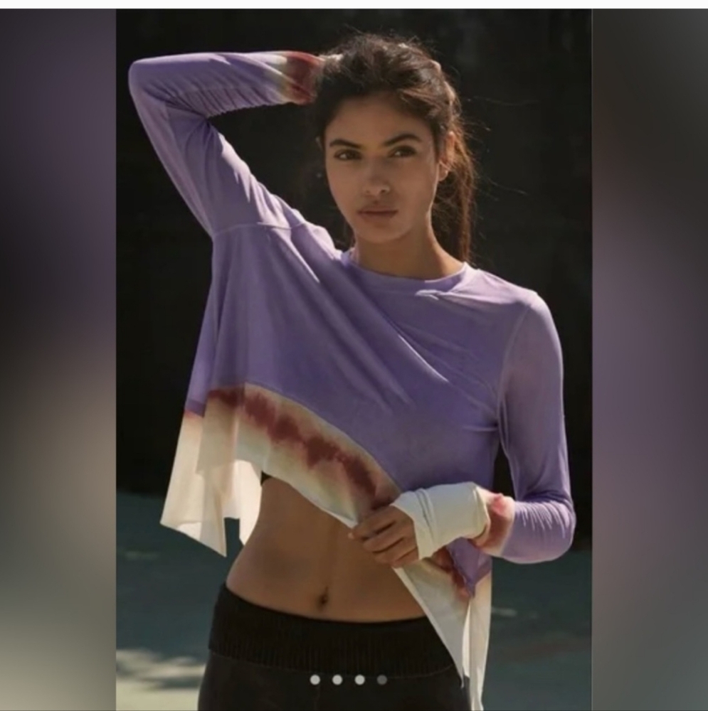 Free People Active Tempo Long Sleeve Ombré Asymmetrical Top Sz Xs , LargeNEW